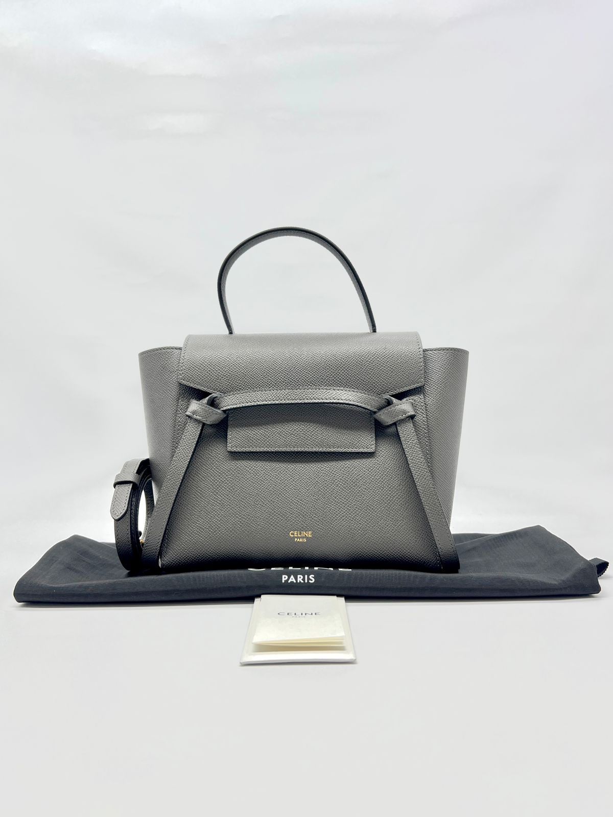 Nano Belt Bag Grained Calfskin Grey GHW