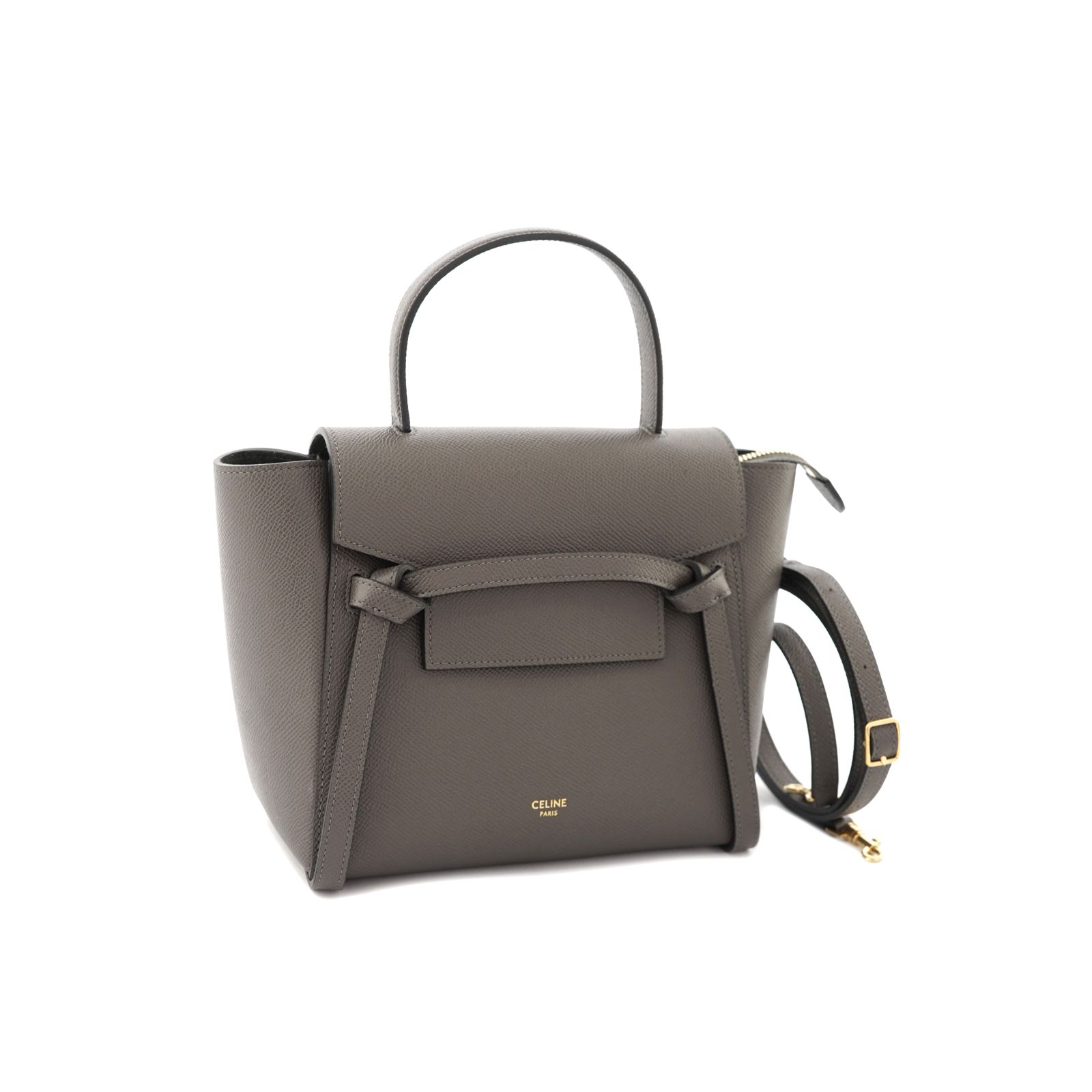 Nano Belt Bag Grained Calfskin Grey GHW