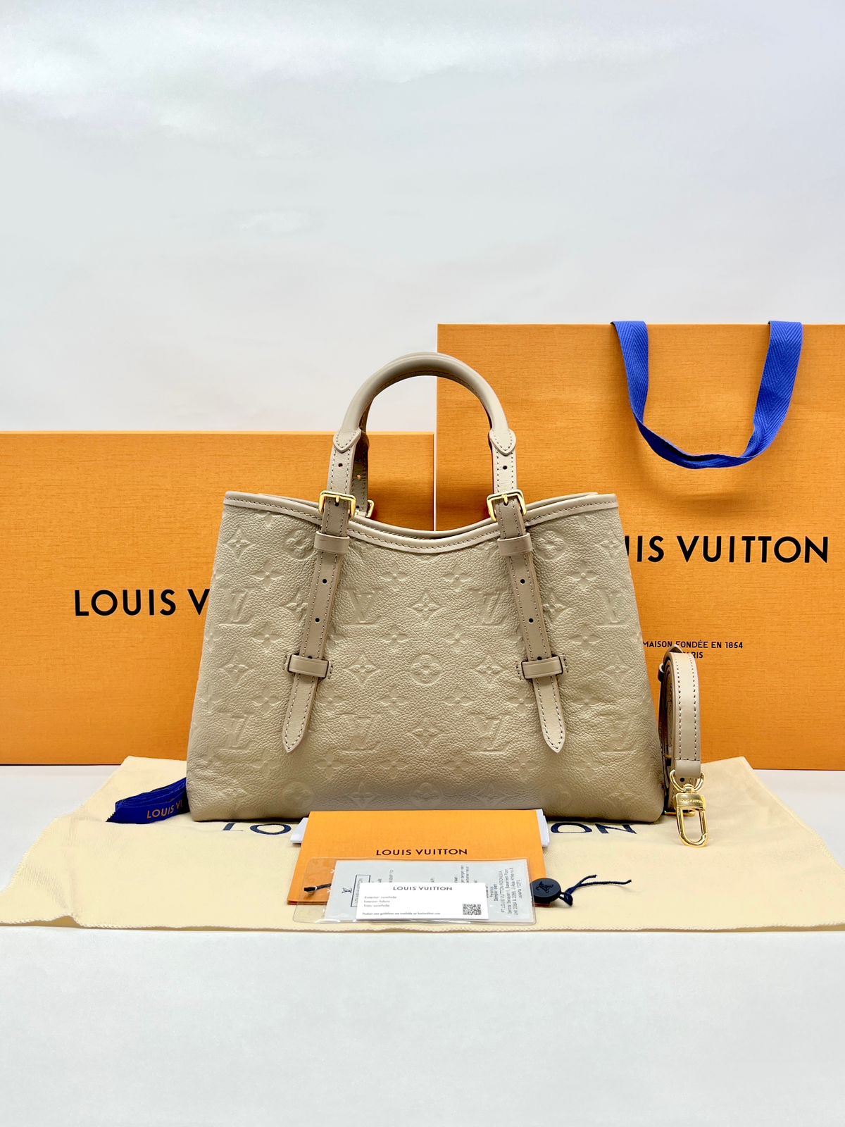 Babylone Tote PM Monogram Empreinte Tourterelle Creme GHW