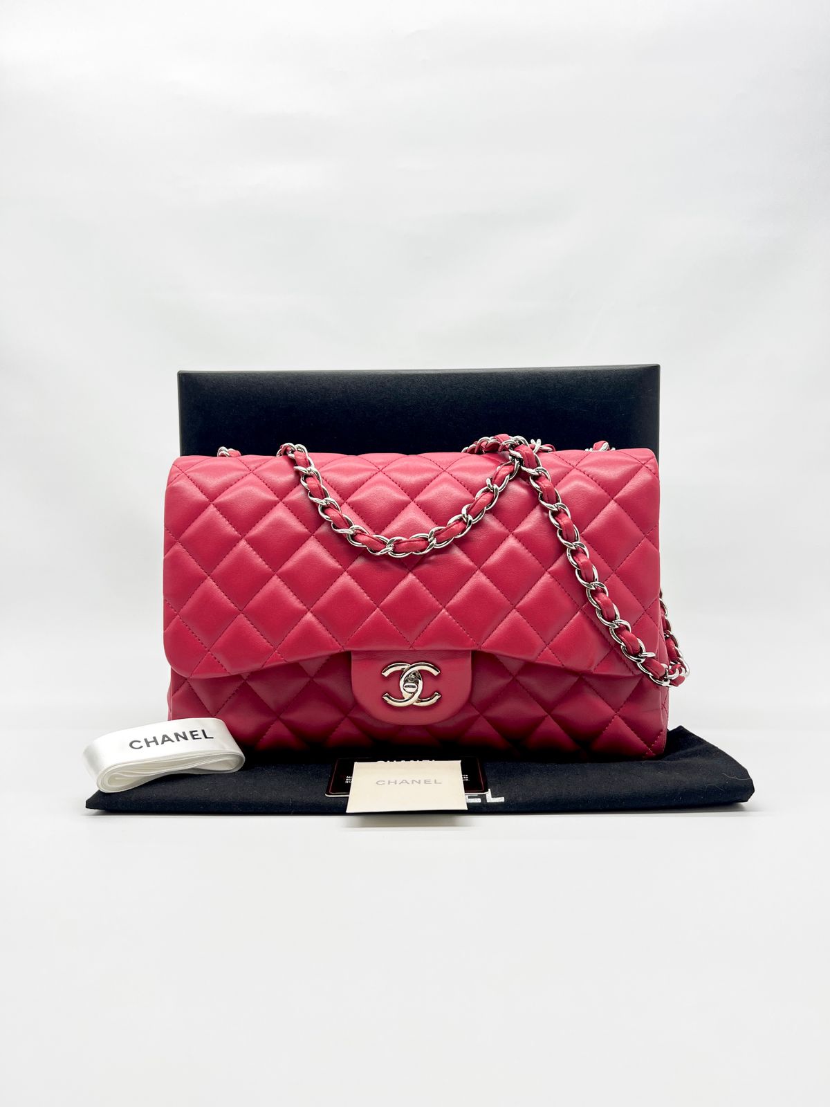 Jumbo Classic D Flap Lambskin Fuchsia SHW