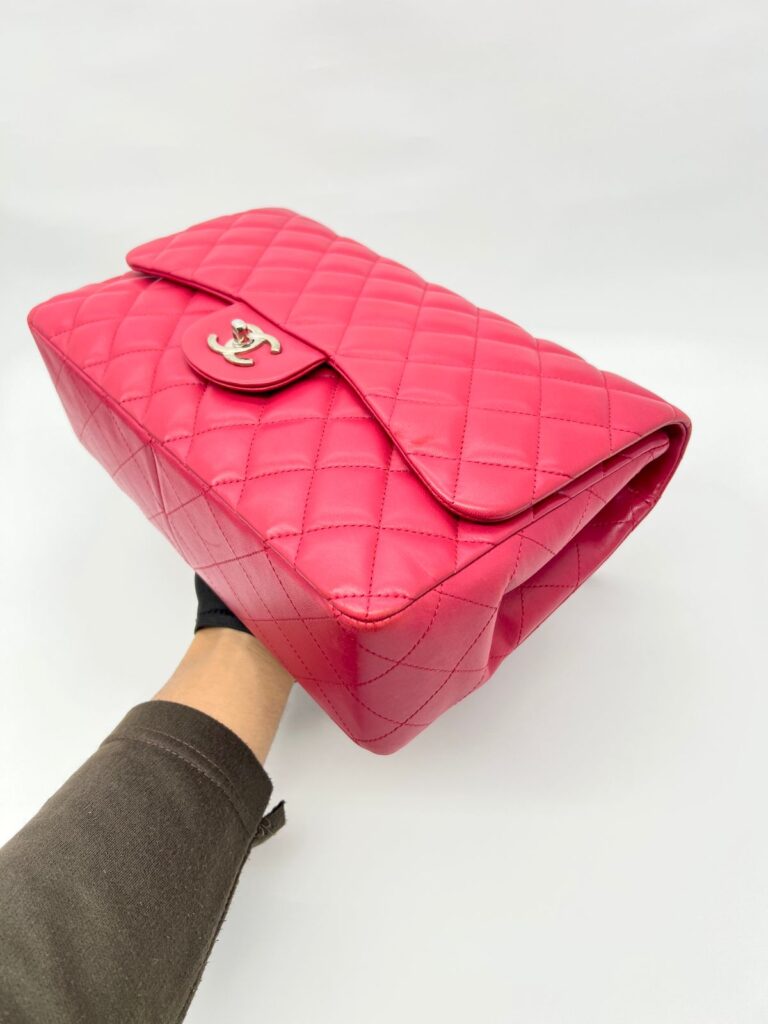 Jumbo Classic D Flap Lambskin Fuchsia SHW