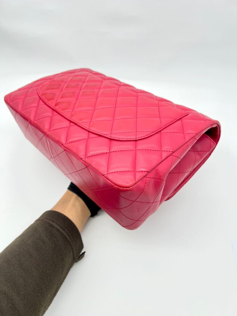 Jumbo Classic D Flap Lambskin Fuchsia SHW