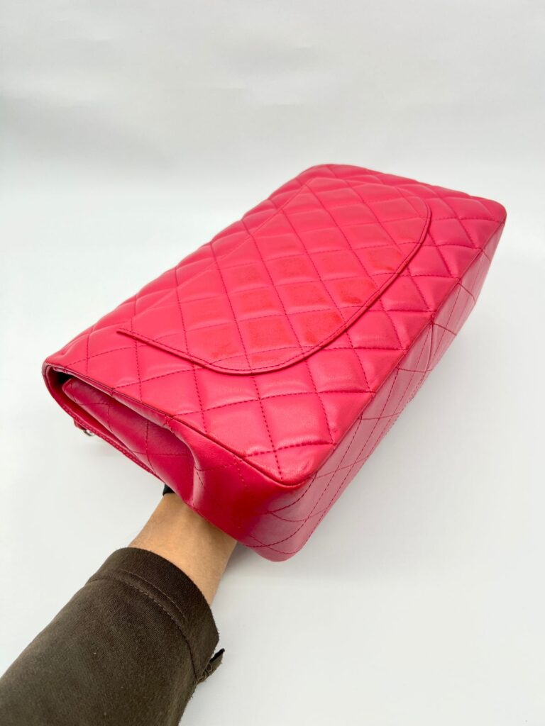 Jumbo Classic D Flap Lambskin Fuchsia SHW