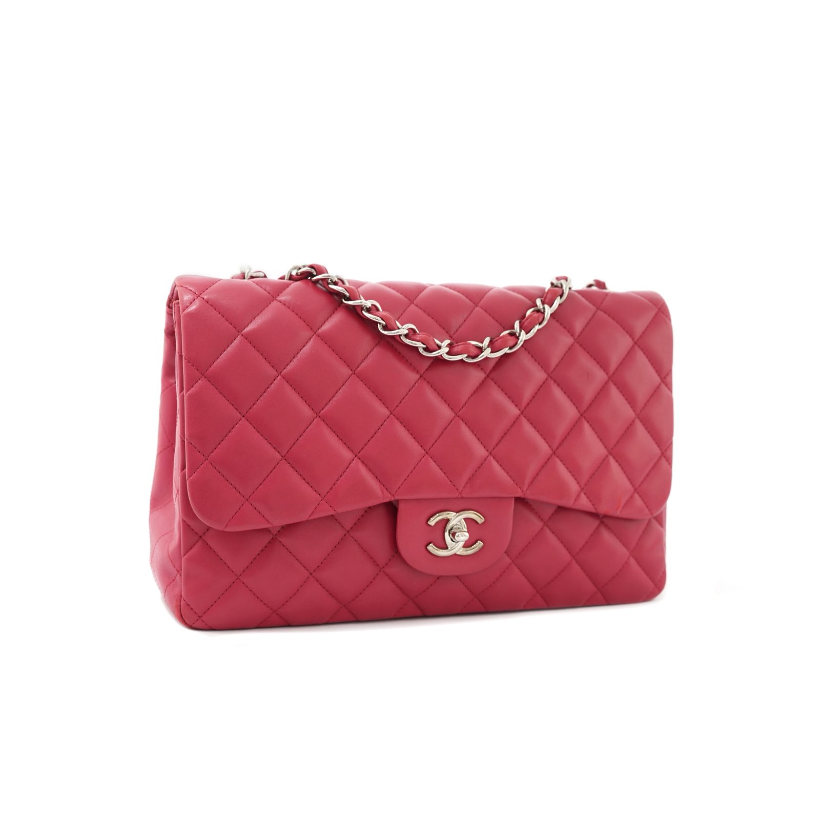 Jumbo Classic D Flap Lambskin Fuchsia SHW