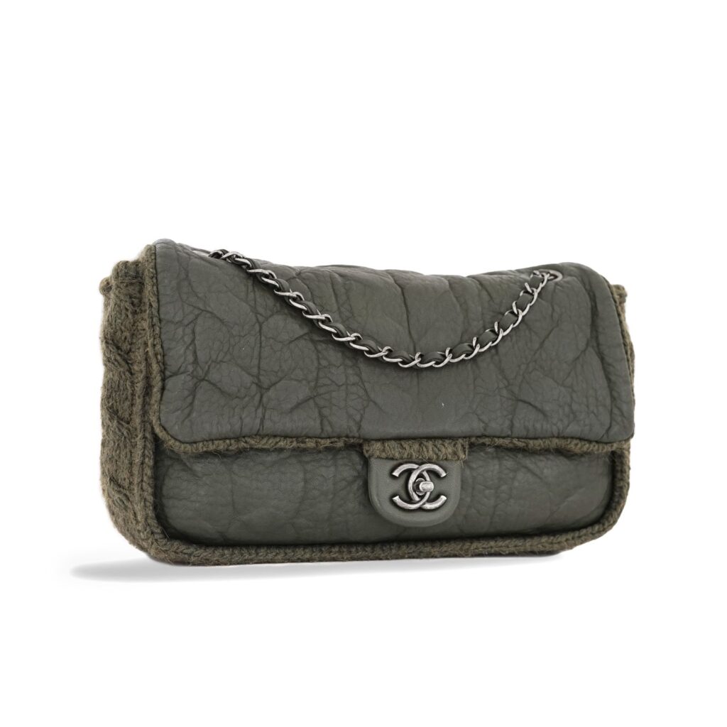 Edinburgh Chic Knit Flap Sheepskin Green Wool RHW