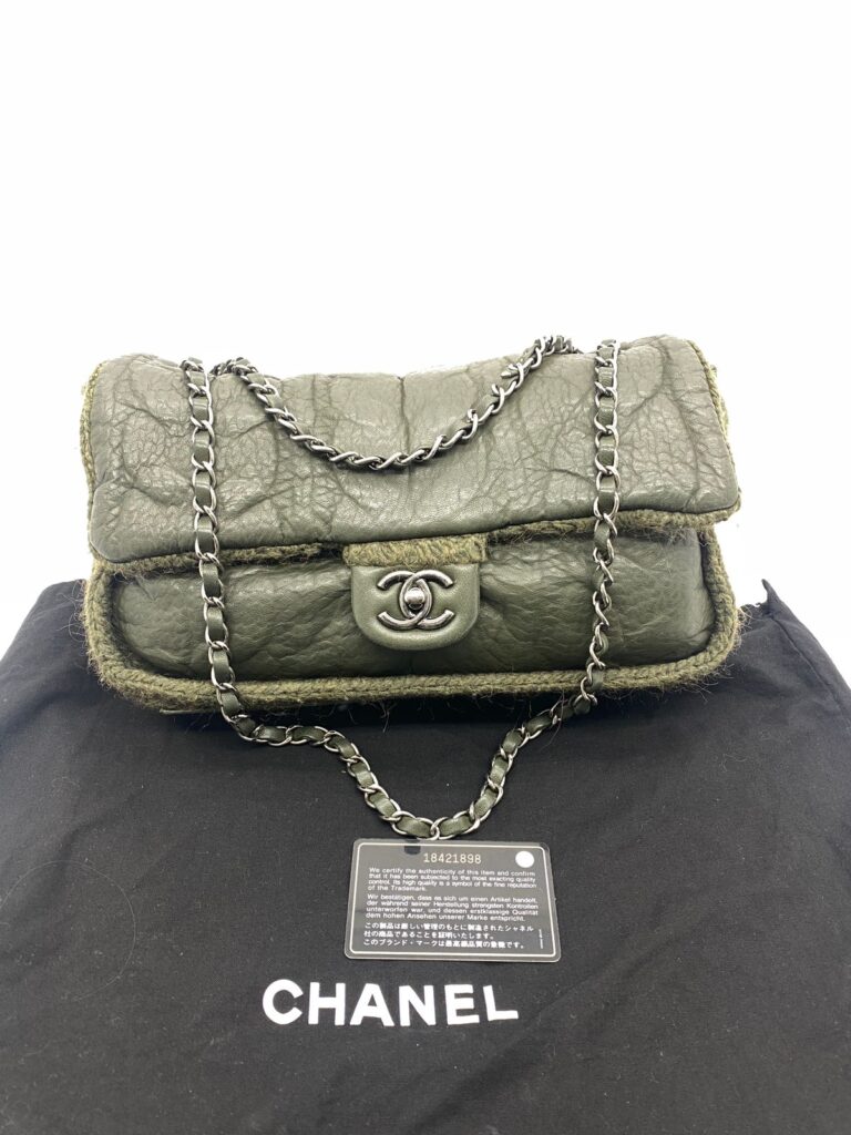 Edinburgh Chic Knit Flap Sheepskin Green Wool RHW