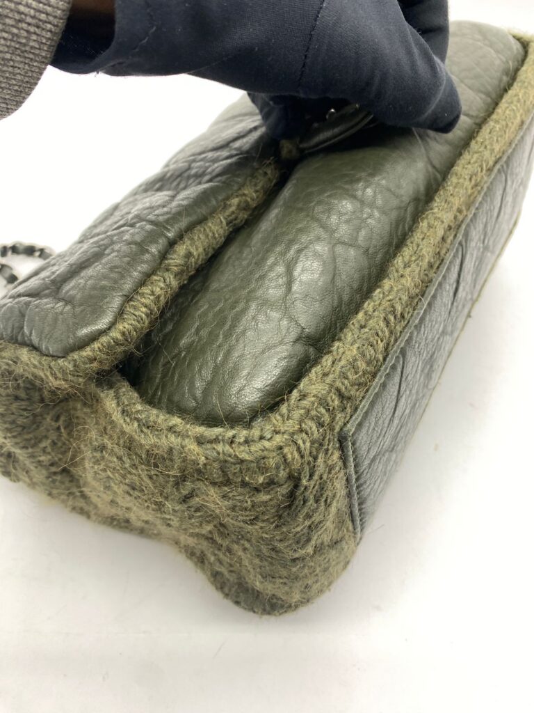 Edinburgh Chic Knit Flap Sheepskin Green Wool RHW