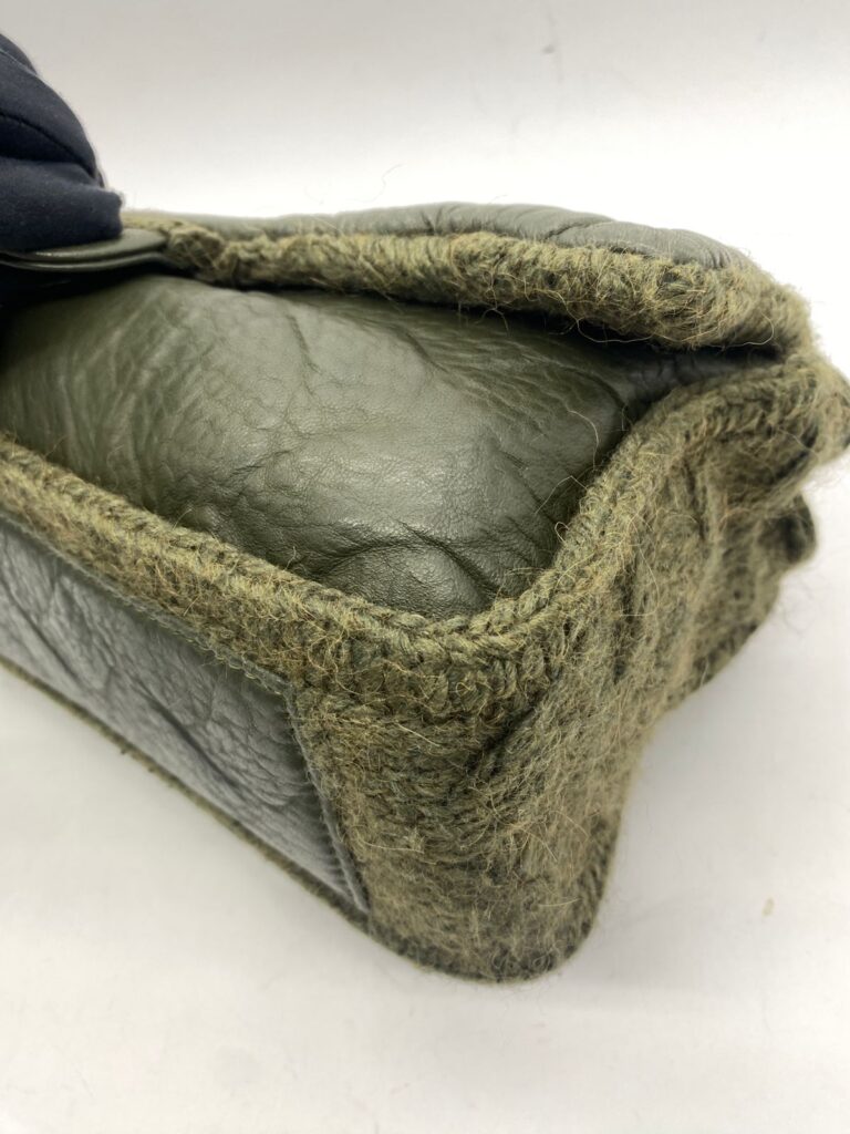 Edinburgh Chic Knit Flap Sheepskin Green Wool RHW