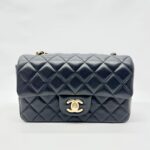 Mini Rectangle Lambskin Black GHW