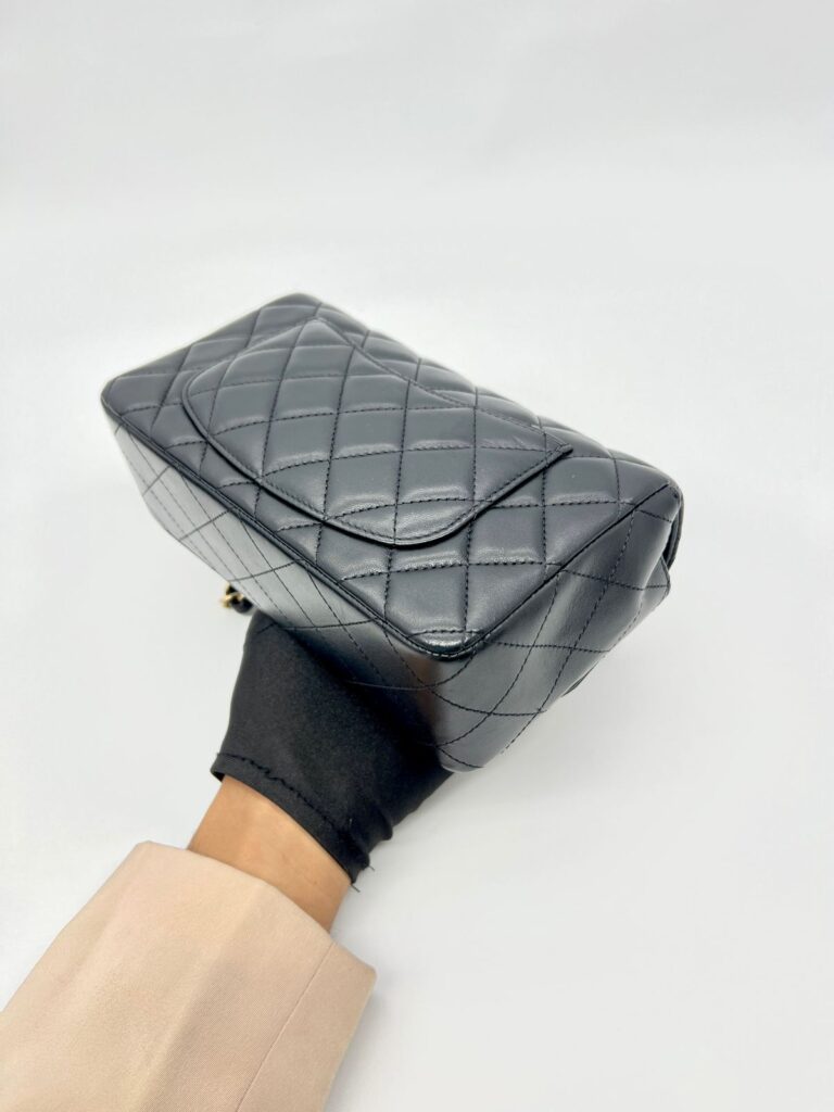 Mini Rectangle Lambskin Black GHW