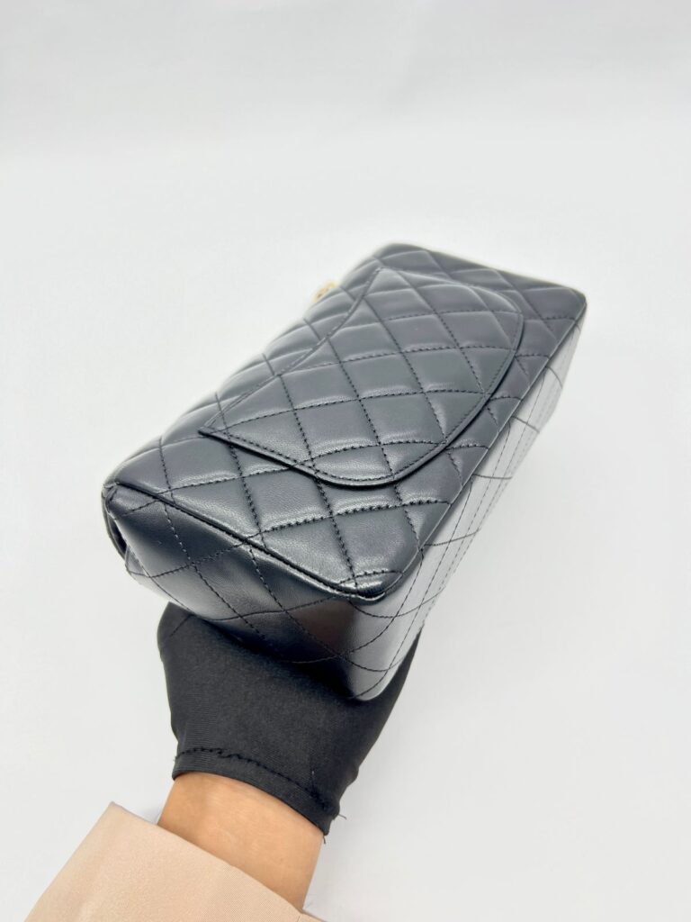 Mini Rectangle Lambskin Black GHW
