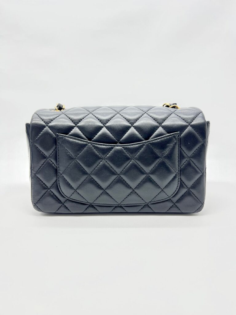 Mini Rectangle Lambskin Black GHW