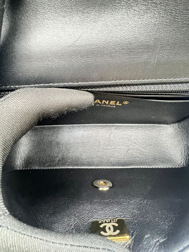 Mini Rectangle Lambskin Black GHW