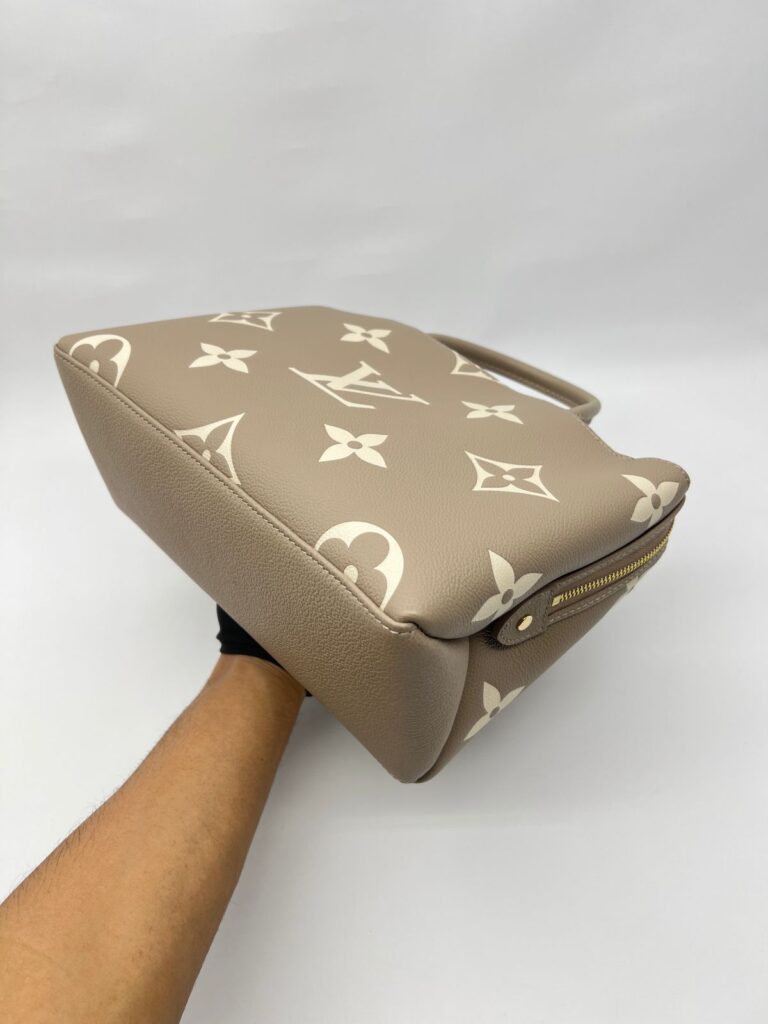 Petit Palais PM Monogram Empreinte Tourterelle Creme GHW