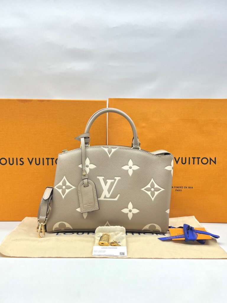 Petit Palais PM Monogram Empreinte Tourterelle Creme GHW