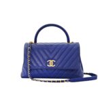 Coco Handle Medium Chevron Caviar Blue GHW