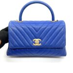 Coco Handle Medium Chevron Caviar Blue GHW