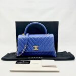 Coco Handle Medium Chevron Caviar Blue GHW