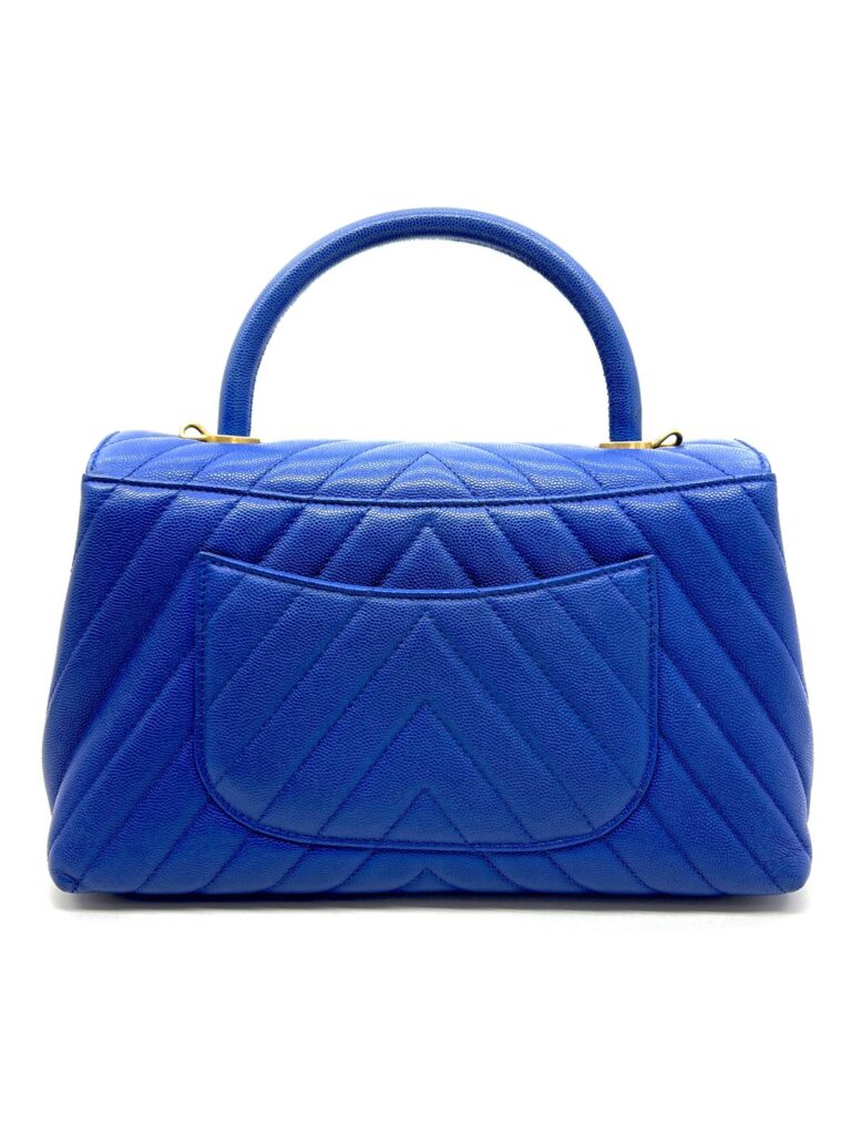 Coco Handle Medium Chevron Caviar Blue GHW