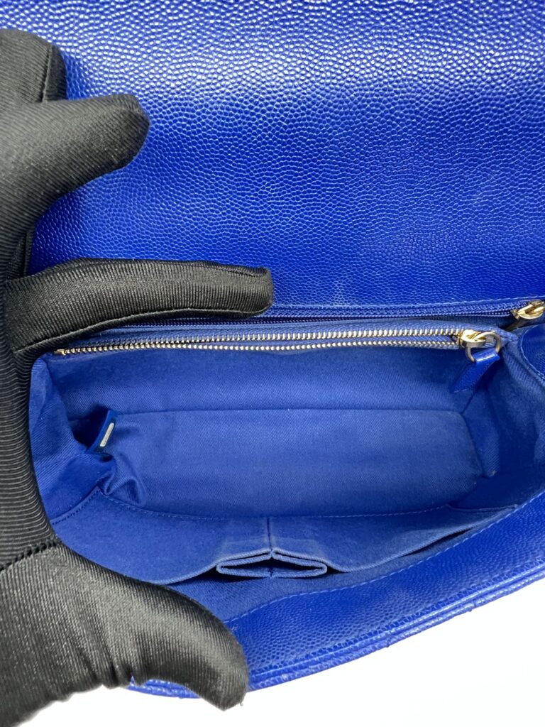 Coco Handle Medium Chevron Caviar Blue GHW