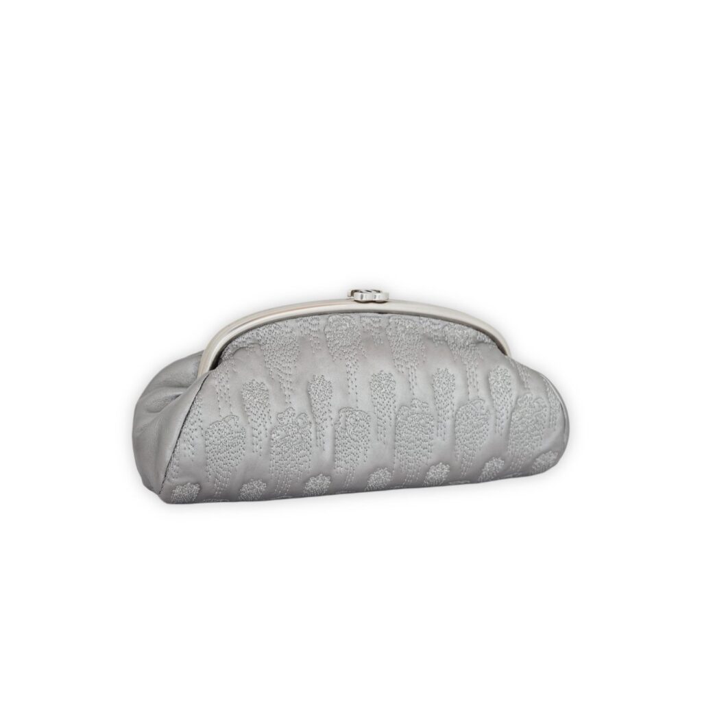 Timeless Clutch Metalic Embroidery Silver Calf SHW
