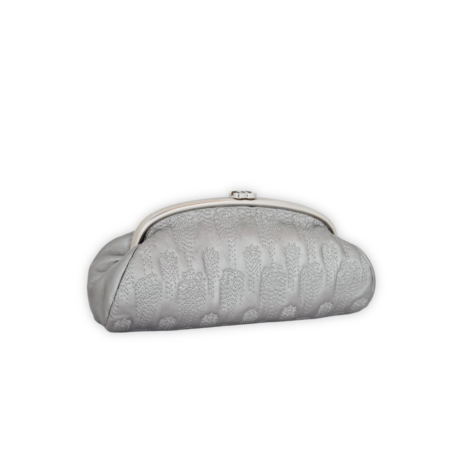 Timeless Clutch Metalic Embroidery Silver Calf SHW
