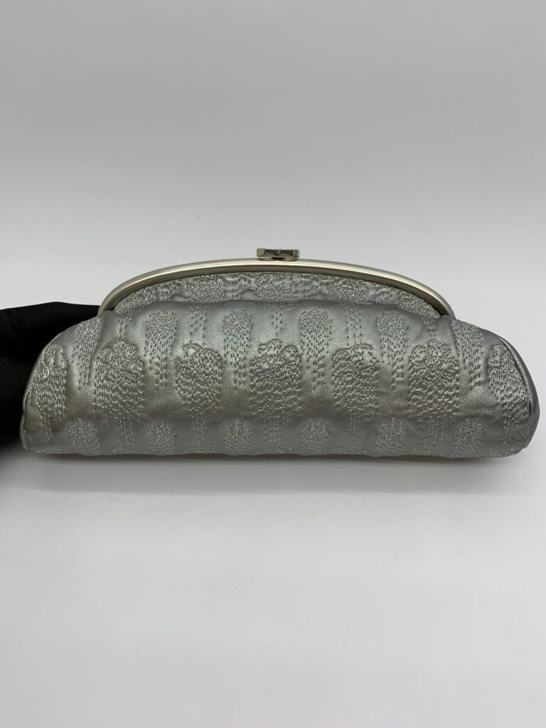 Timeless Clutch Metalic Embroidery Silver Calf SHW