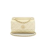 Clutch With Chain Metallic Calfskin Gold Metal GHW