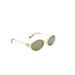 Logo Oval Sunglasses Brass Gold Dark Brown Gradient