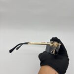 Sunglasses Rectangle Shield Frame Glasses Black Gold