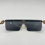 Sunglasses Rectangle Shield Frame Glasses Black Gold