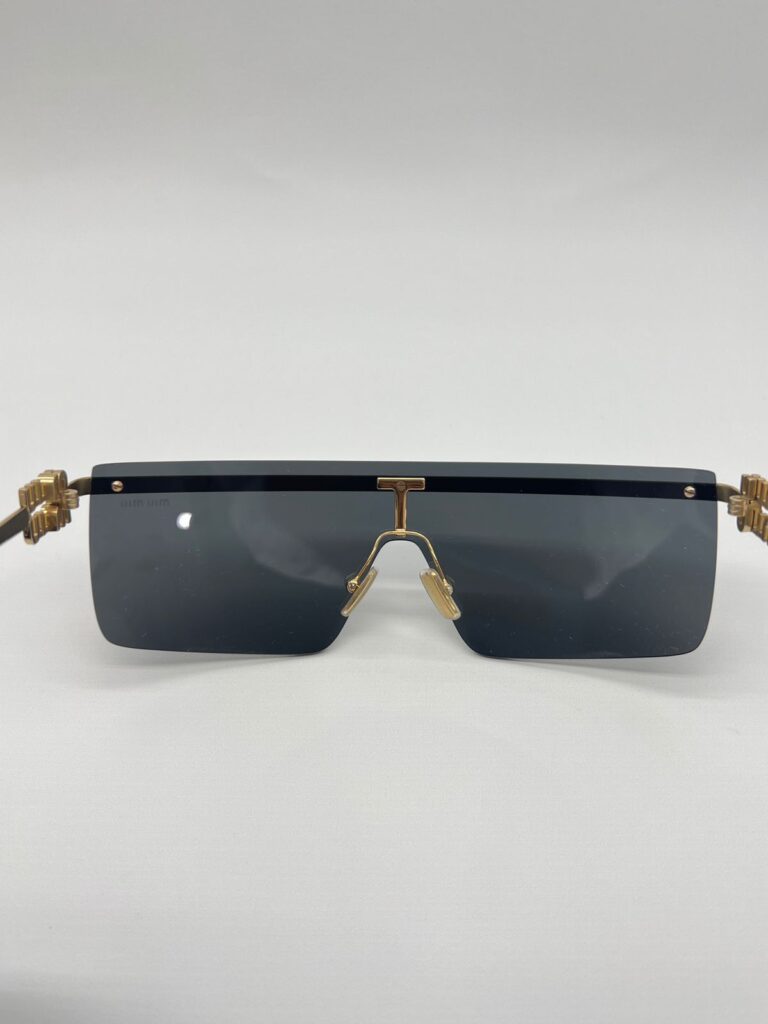 Sunglasses Rectangle Shield Frame Glasses Black Gold