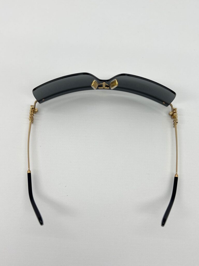 Sunglasses Rectangle Shield Frame Glasses Black Gold
