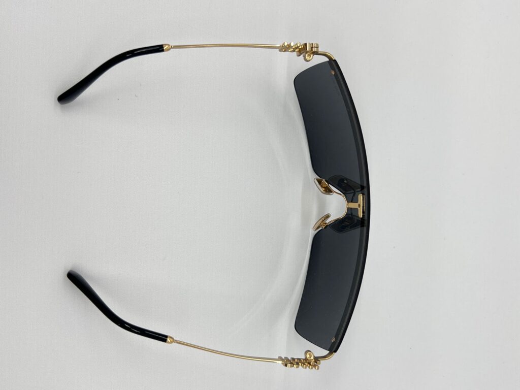 Sunglasses Rectangle Shield Frame Glasses Black Gold