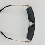 Sunglasses Rectangle Shield Frame Glasses Black Gold
