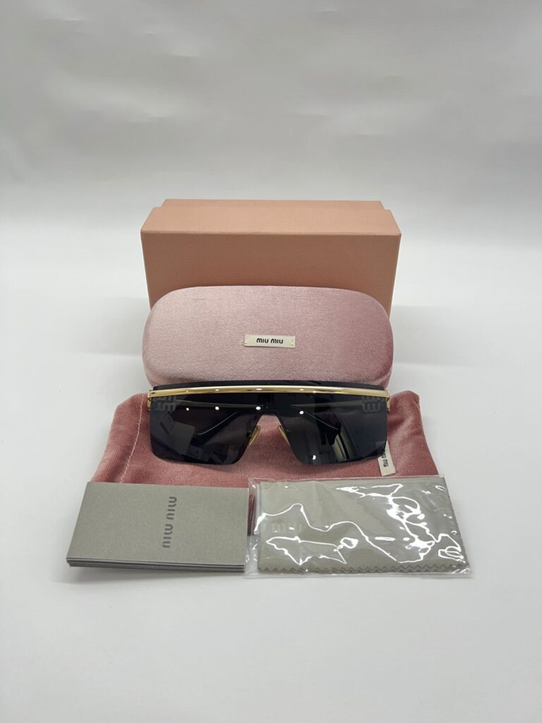 Sunglasses Rectangle Shield Frame Glasses Black Gold