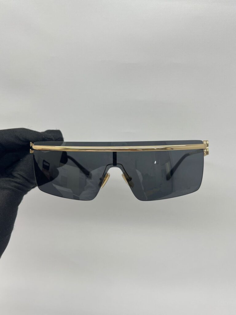 Sunglasses Rectangle Shield Frame Glasses Black Gold