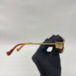 Logo Oval Sunglasses Brass Gold Dark Brown Gradient