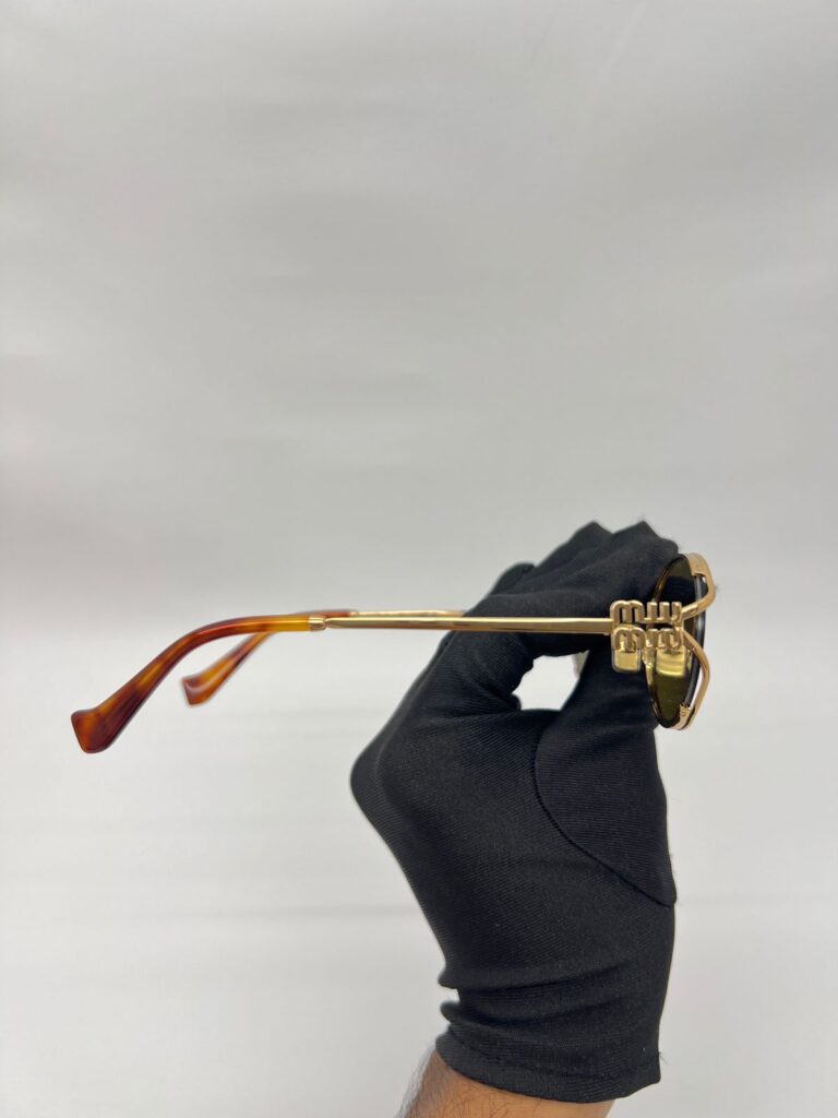 Logo Oval Sunglasses Brass Gold Dark Brown Gradient