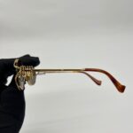 Logo Oval Sunglasses Brass Gold Dark Brown Gradient