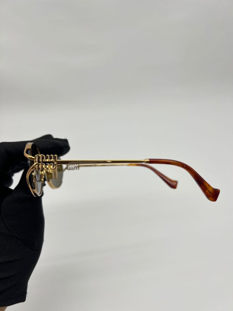 Logo Oval Sunglasses Brass Gold Dark Brown Gradient