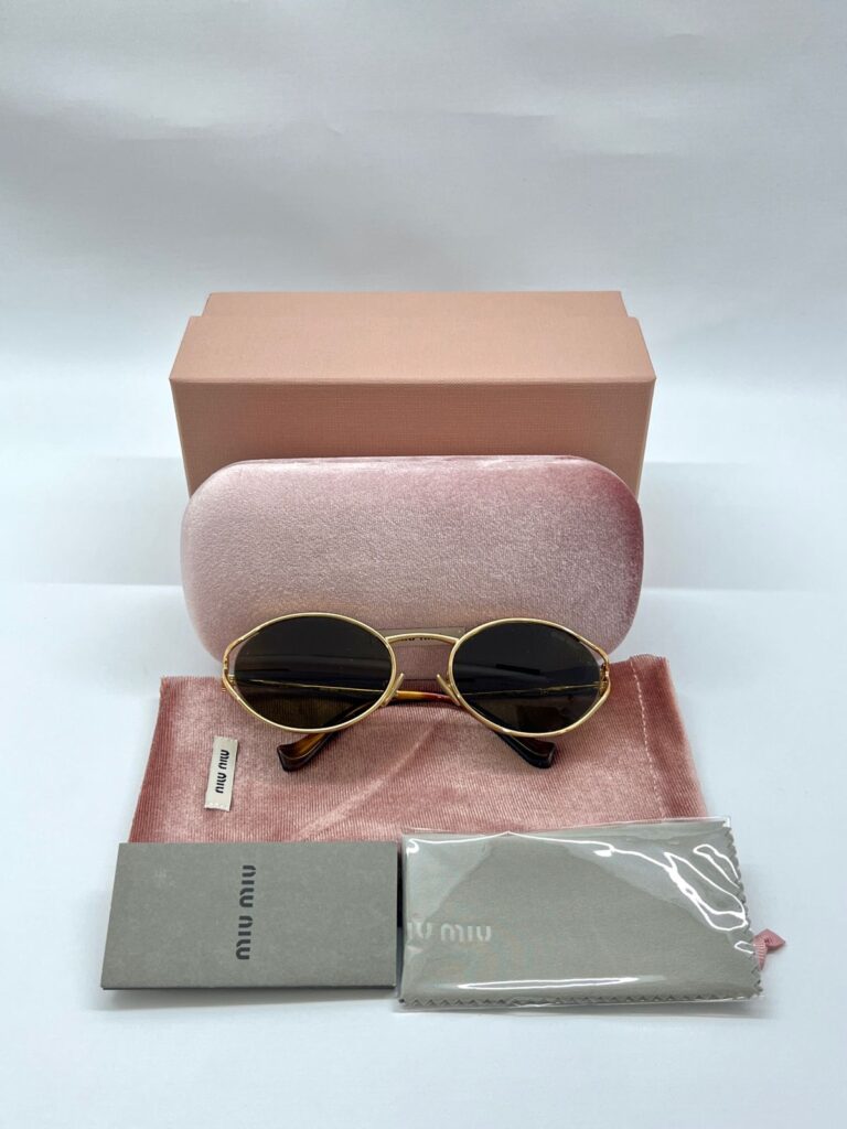 Logo Oval Sunglasses Brass Gold Dark Brown Gradient