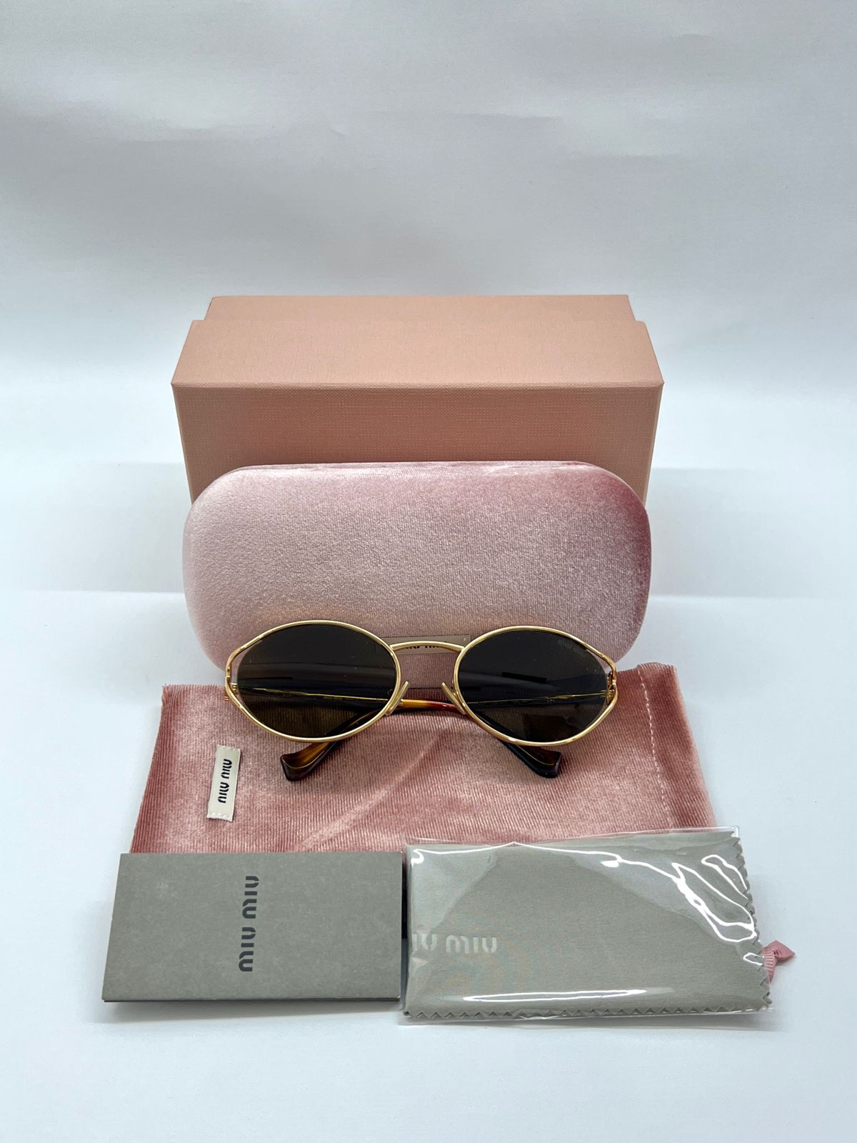 Logo Oval Sunglasses Brass Gold Dark Brown Gradient