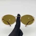 Logo Oval Sunglasses Brass Gold Dark Brown Gradient