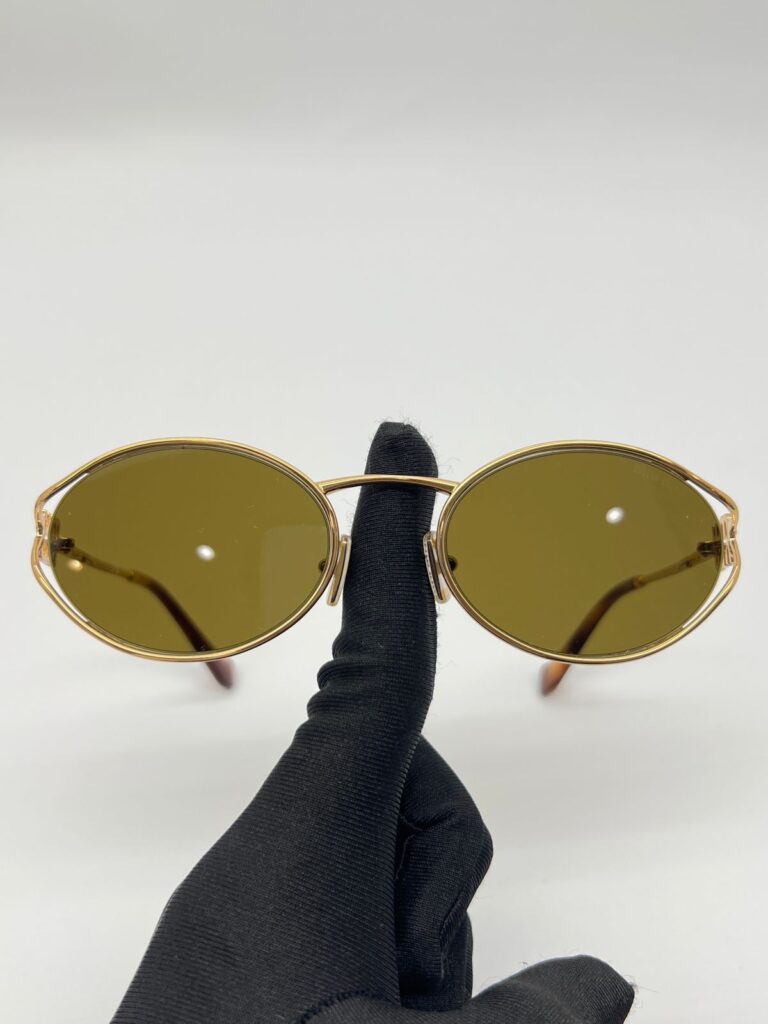 Logo Oval Sunglasses Brass Gold Dark Brown Gradient