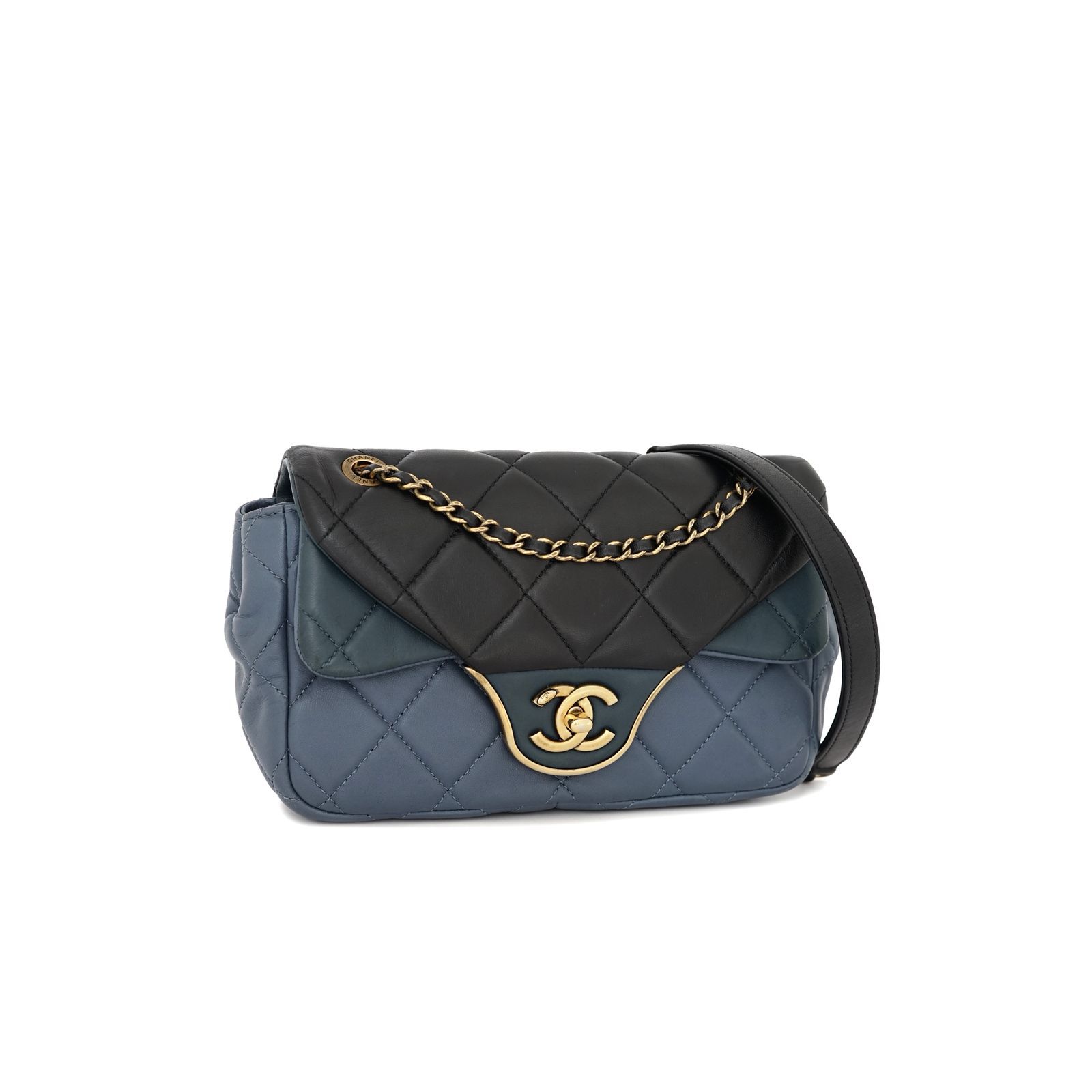 Flap Tricolor Lambskin Black Blue GHW