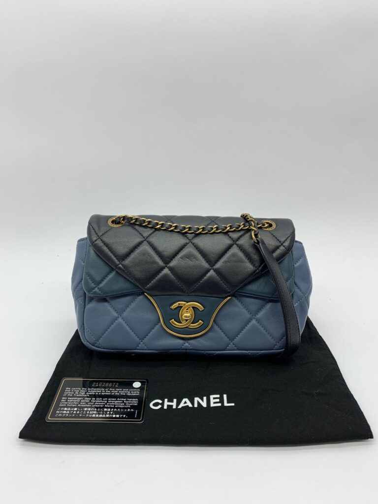 Flap Tricolor Lambskin Black Blue GHW