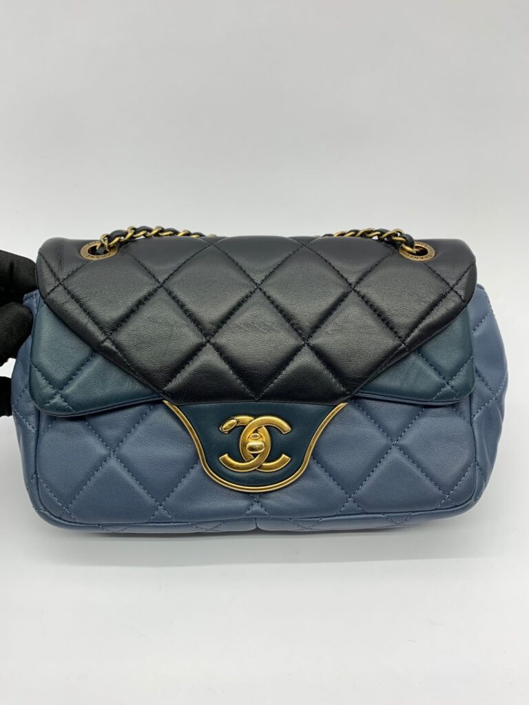 Flap Tricolor Lambskin Black Blue GHW