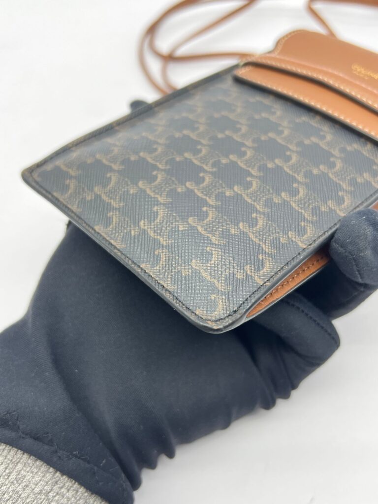 Phone Pouch With Flap Triomphe Canvas Tan GHW