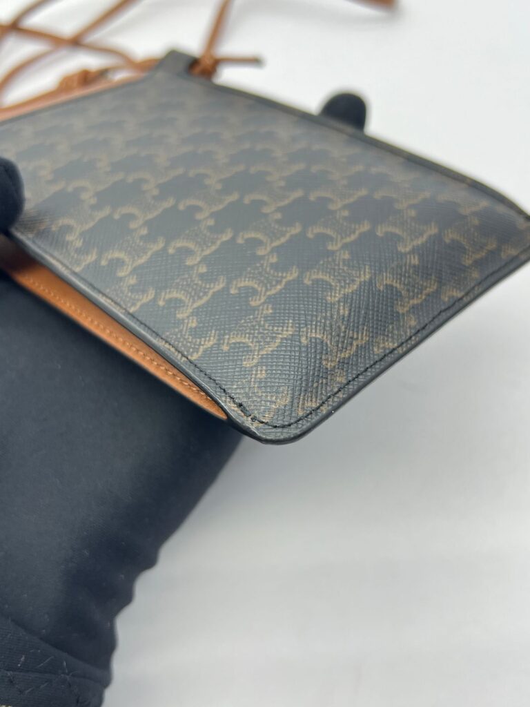 Phone Pouch With Flap Triomphe Canvas Tan GHW